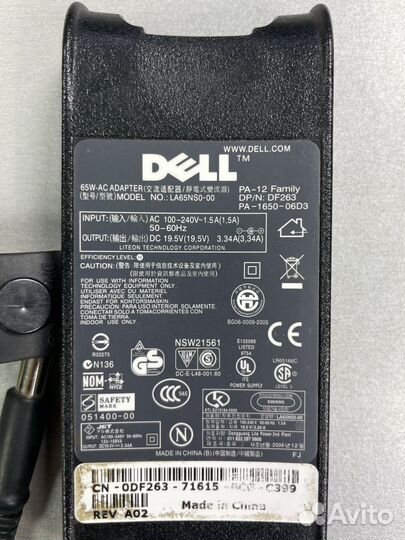 Оригинальный блок питания Dell 19.5V, 3.34A, 65W