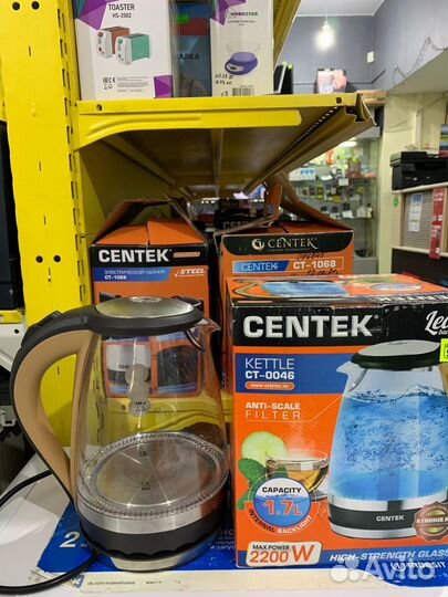 Чайник электрический Centek стекло 1.7 л 2200 Вт