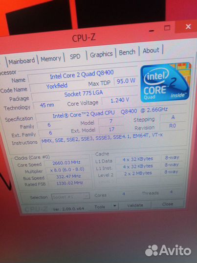 Материнская плата asrock 775+ q8400