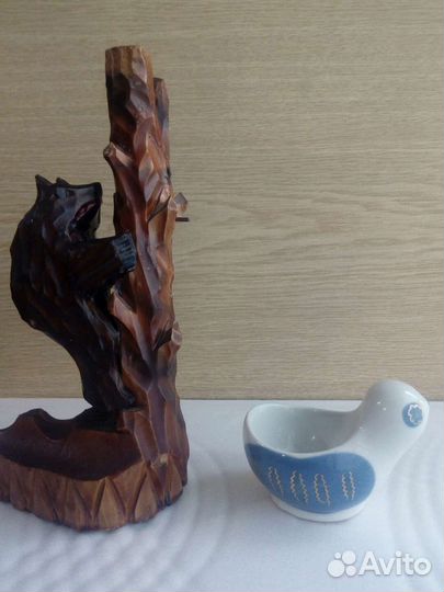 Соусник Гжель, мишка на дереве, СССР