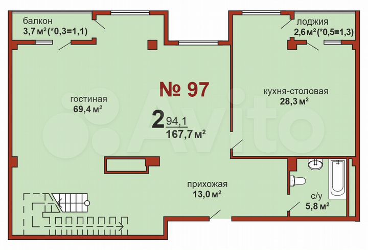2-к. квартира, 167,7 м², 8/8 эт.