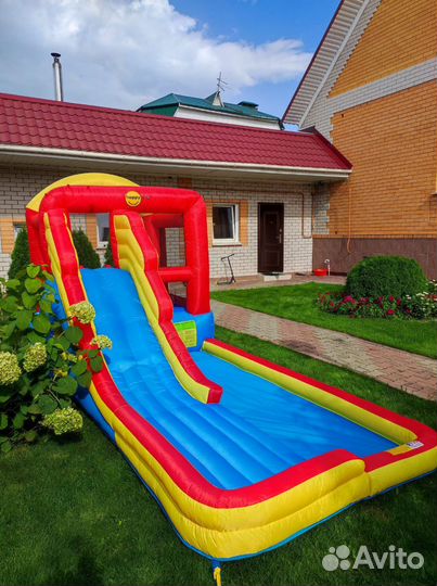 Батут горка с водой, сеткой