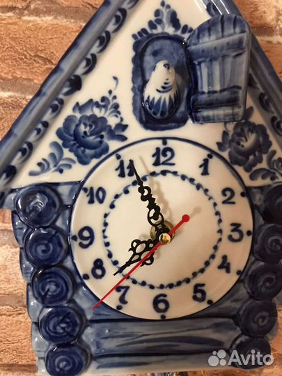 Гжель фарфор часы настенные 
