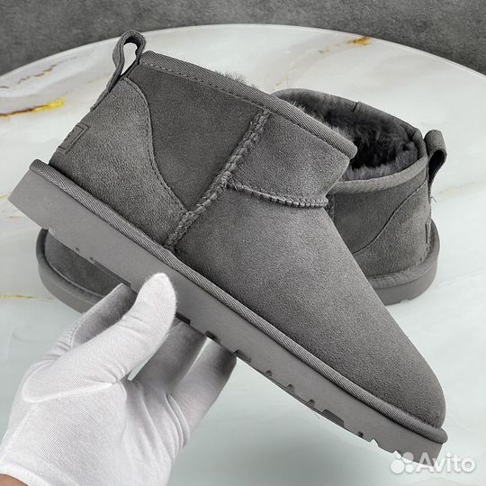 Ugg Classic Ultra Mini Grey угги женские зимние