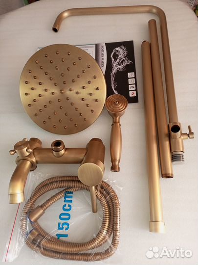 Смеситель с тропическим душем бронза новый