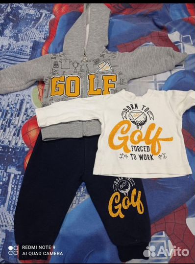 Теплый костюм-тройка 6-12 мес