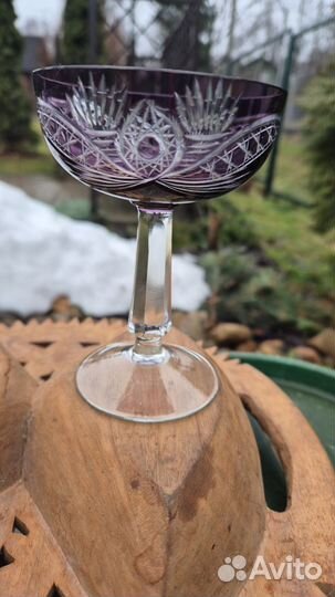 Фужеры цветной хрусталь винтаж СССР 2 шт