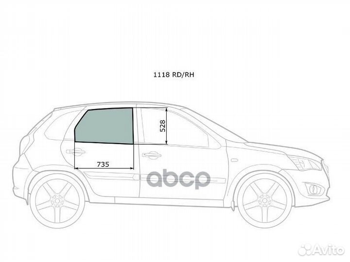 Стекло боковое опускное (Сзади/ Справа/ Цвет зе