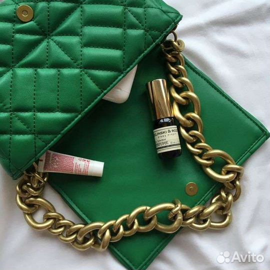Зеленая стеганая сумка zara оригинал