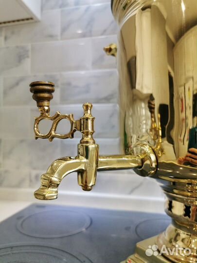 Латунный самовар на дровах с завода объёмом 7л