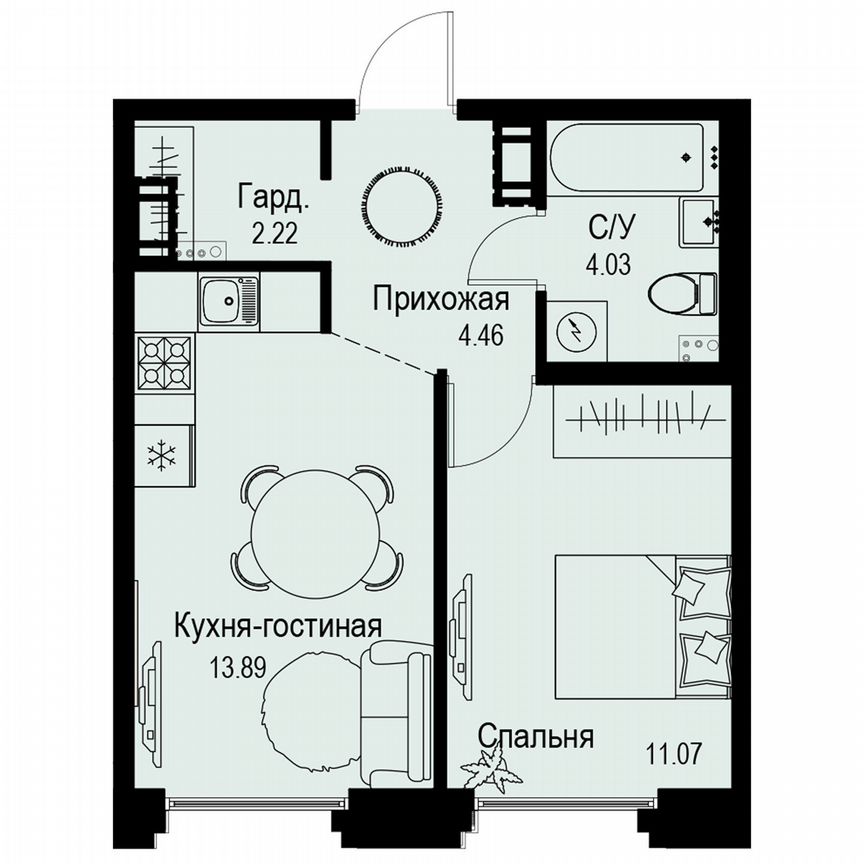 1-к. квартира, 35,7 м², 4/6 эт.
