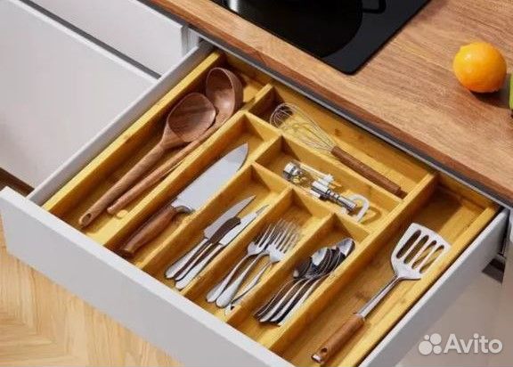 Лоток органайзер для столовых приборов дерево