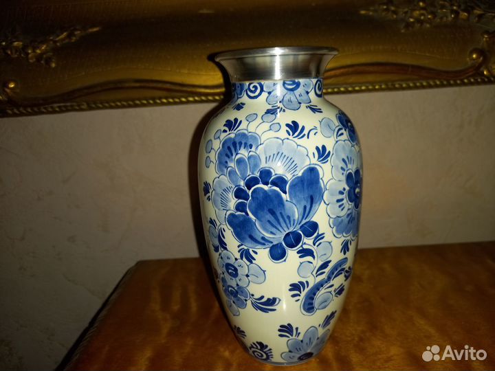 Старинная ваза серебро ручная роспись