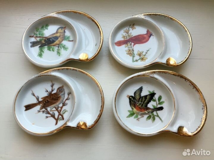 Набор из 4 винтажных пепельниц-подставок, Япония