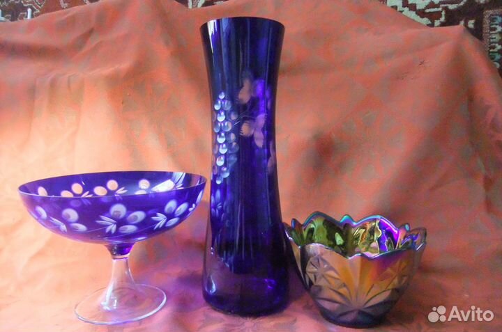 Вазы цветное стекло СССР