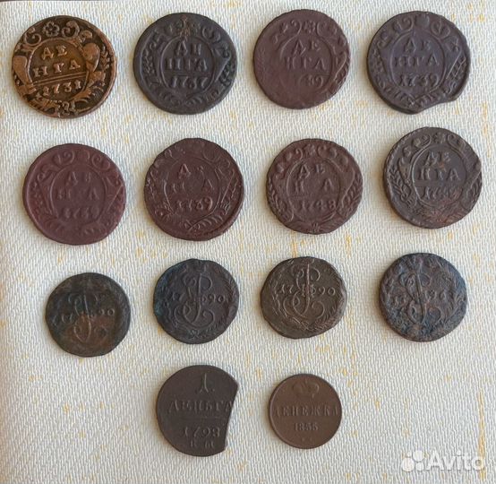 Полушка Деньга 1/2 и 1/4 копейки разных периодов