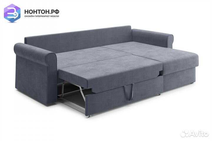 Диван угловой дельфин Лира темно-серый