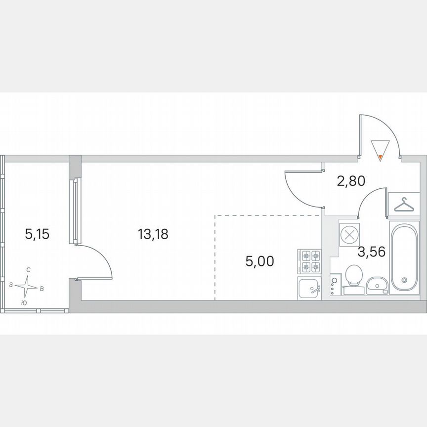 Квартира-студия, 26,1 м², 2/4 эт.