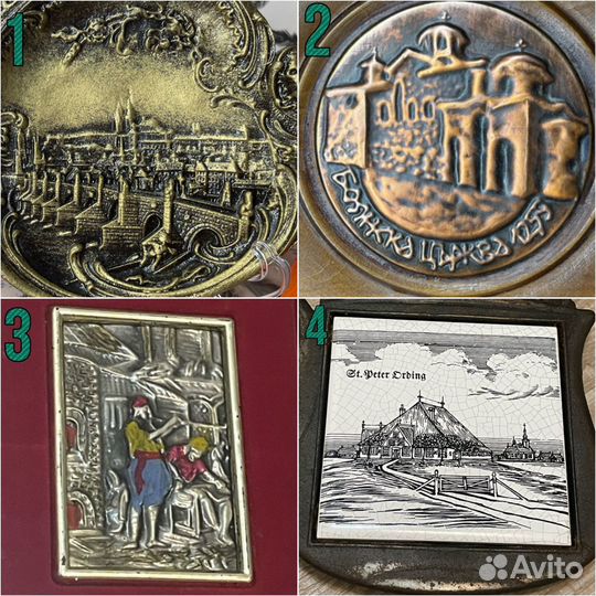 Панно настенное тарелка серебро винтаж плакетка