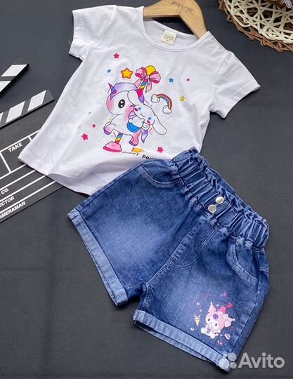 Летний костюм для девочки футболка и шорты
