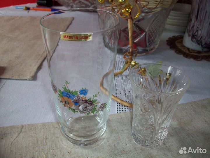 Стеклянные хрустальные стаканы стопки СССР от