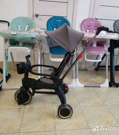 Трехколесный велосипед компактный (серый)