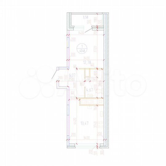 1-к. квартира, 40,5 м², 10/17 эт.