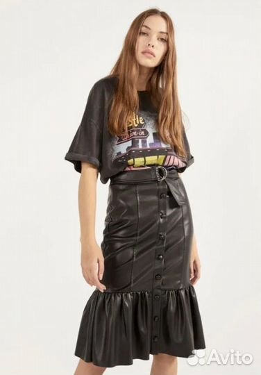 Юбка bershka кожаная