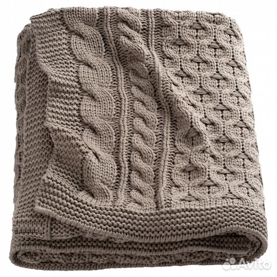 Плед вязаный, бежевый, 120х180 IKEA Икеа новый