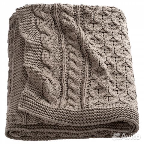 Плед вязаный, бежевый, 120х180 IKEA Икеа новый
