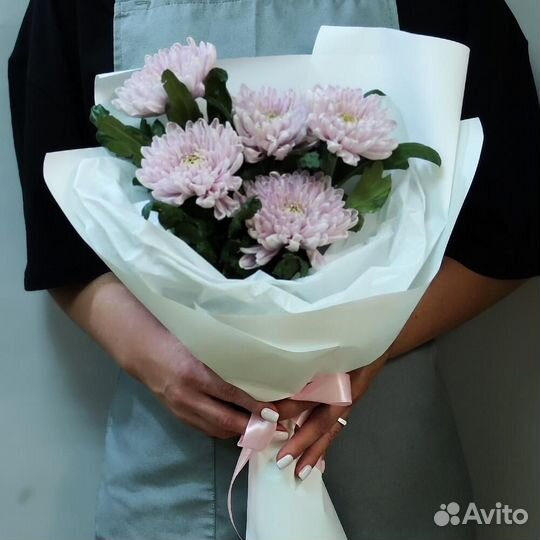 Букет из розовых хризантем 5 шт