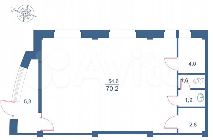 Свободного назначения, 70.2 м²