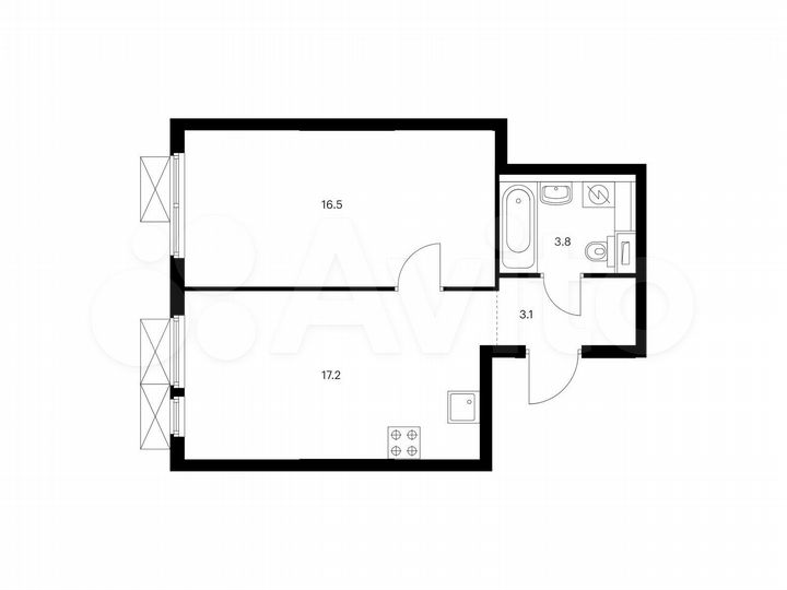 1-к. квартира, 40,6 м², 17/25 эт.