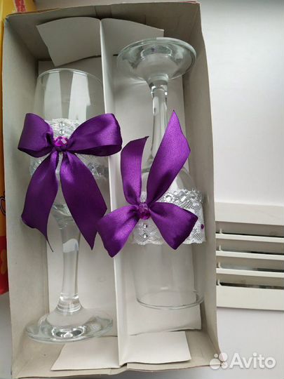 Бокалы фиолетовые свадебные