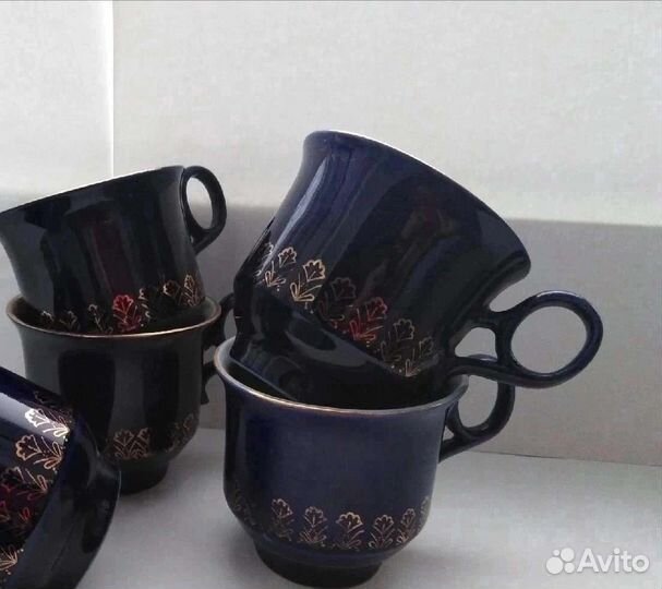 Кофейные чашки,сервиз,кобальт синий СССР