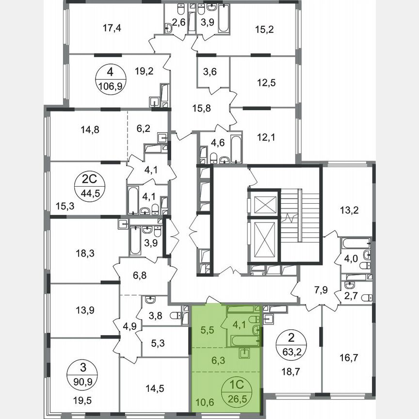 1-к. квартира, 26,5 м², 13/17 эт.