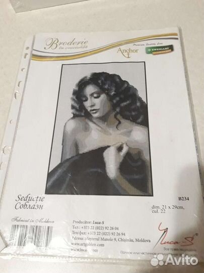 Вышитая картина Соблазн в рамке. Новая