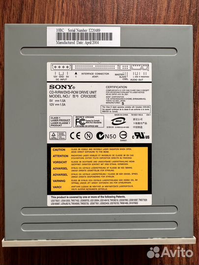 Привод пищущий CD-R/RW/DVD-ROM Sony CRX320E