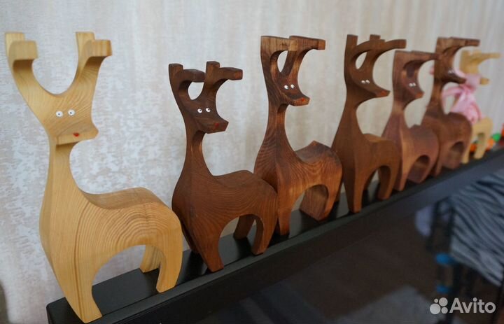 Олень деревянный рогатый
