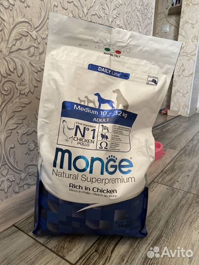 Корм для собак Monge 3 кг medium 12-32 kg chicken