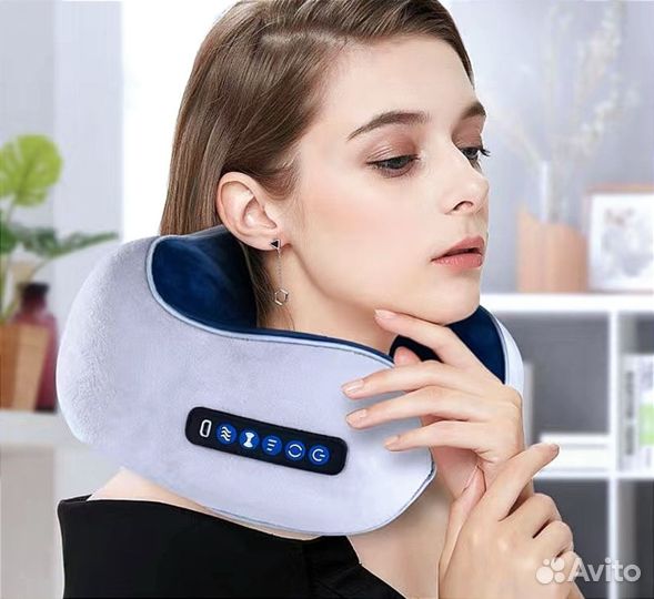 Массажёр для шеи 2мотора 4ролика +Вибро Lux