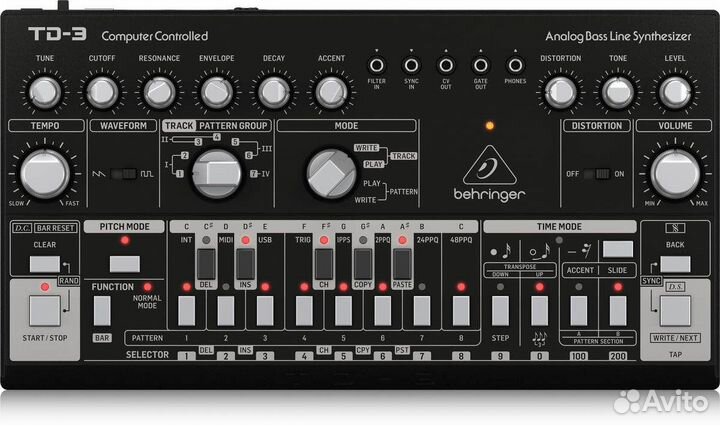 Аналоговый басовый синтезатор Behringer TD-3-BK