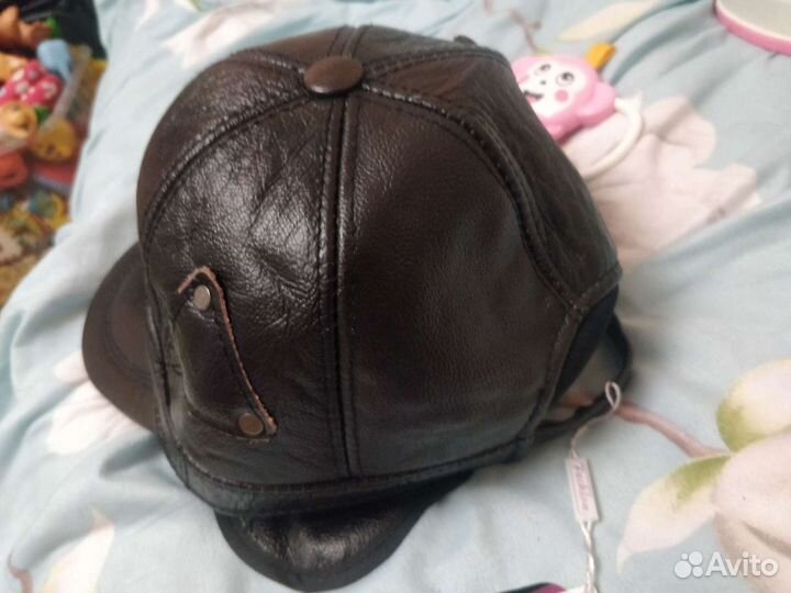 Бейсболка натуральная кожа утепленная