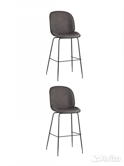 Стул барный Beetle PU со спинкой серый 2 шт