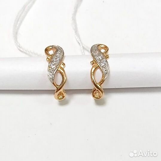 Золотые серьги с фианитом