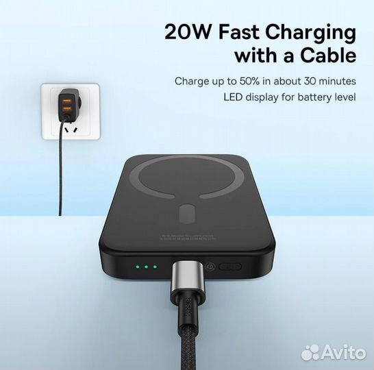 Беспроводной повербанк Powerbank baseus 6000 mAh