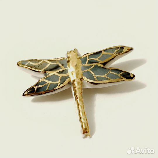 Брошка Стрекоза из керамики Ceramisu