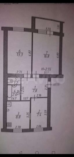 3-к. квартира, 58 м², 5/5 эт.