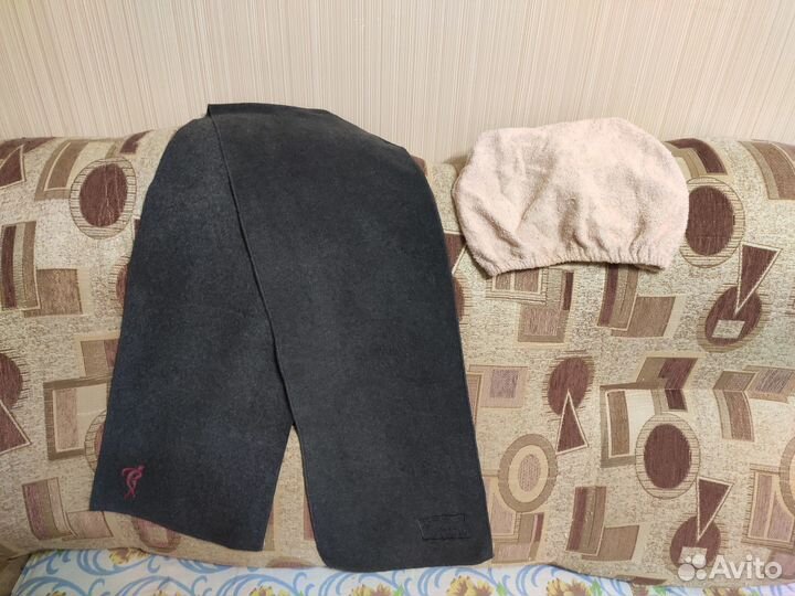 Шарф серый флисовый унисекс.Чалма после душа