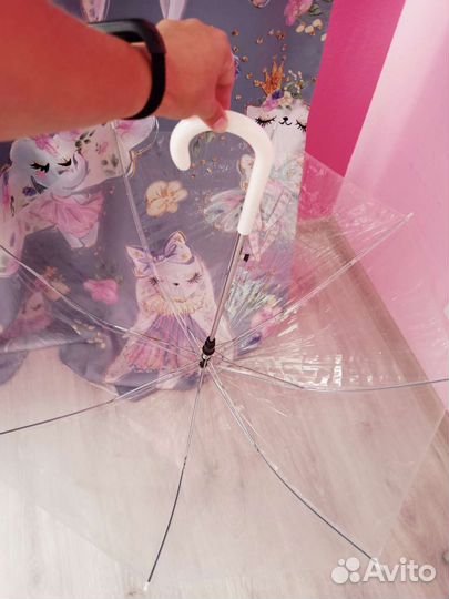 Зонт трость прозрачный